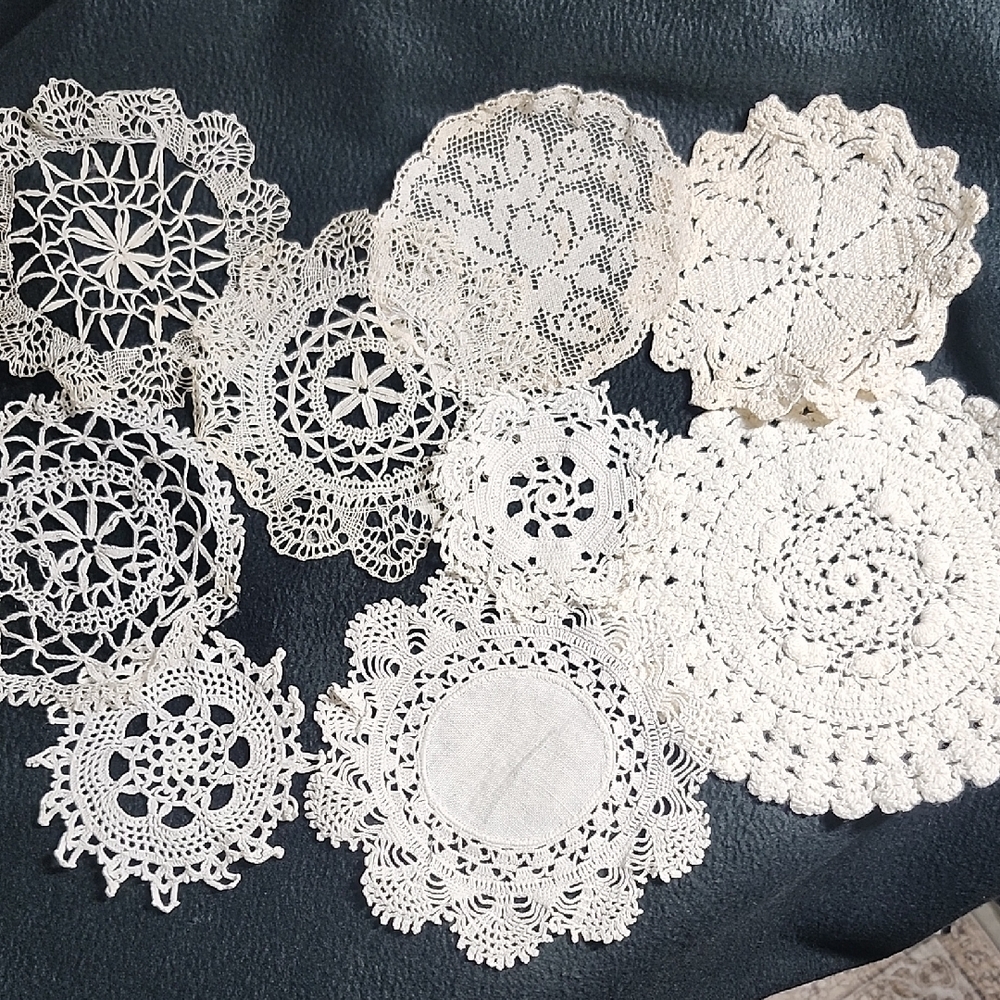 Elegant White Crochet Doilies Set